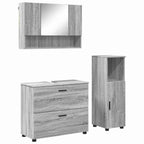 Juego de muebles de baño con cajón con puerta 3 pcs Gris Sonoma