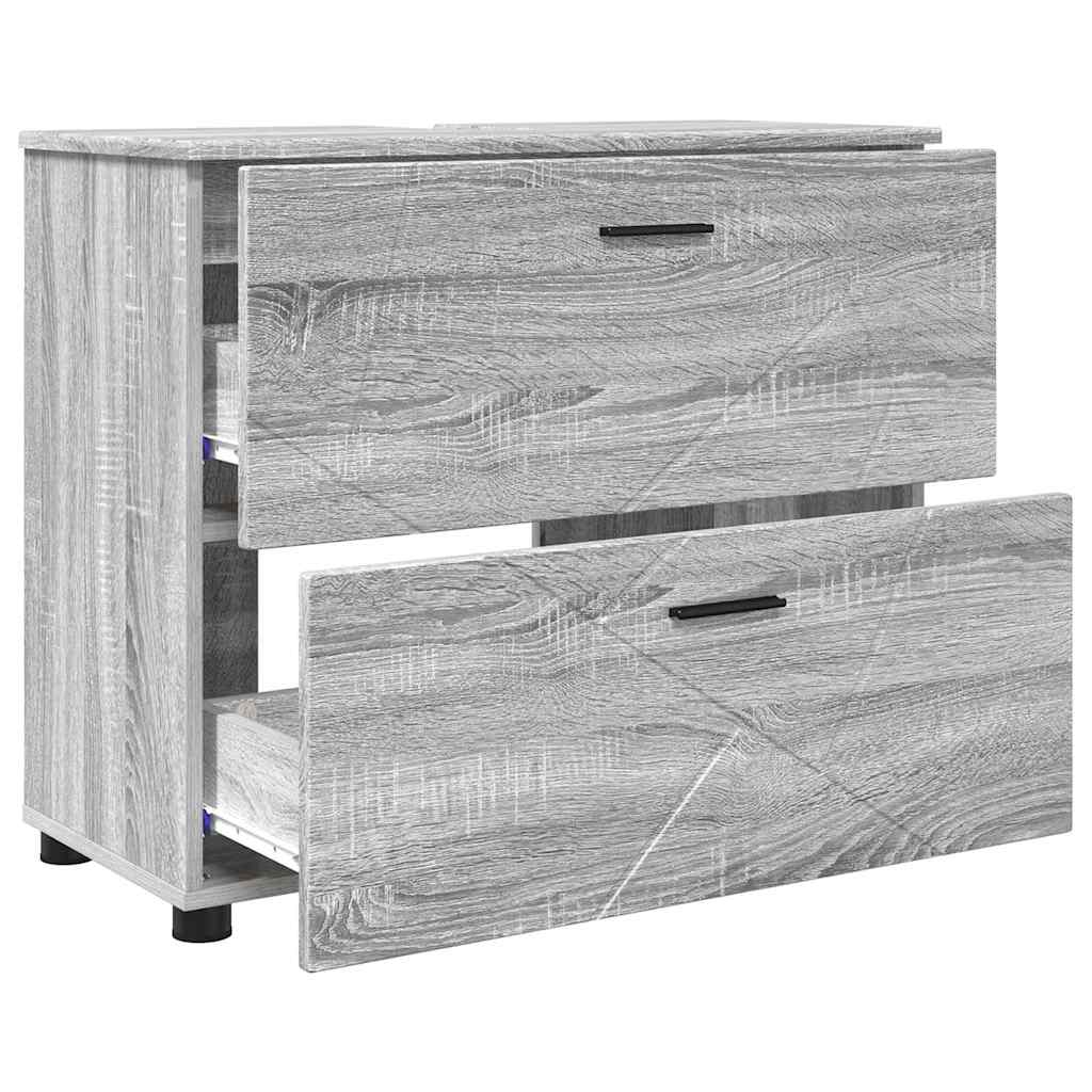Juego de muebles de baño con cajón con puerta 3 pcs Gris Sonoma