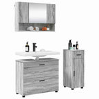 Juego de muebles de baño con cajón con puerta 3 pcs Gris Sonoma