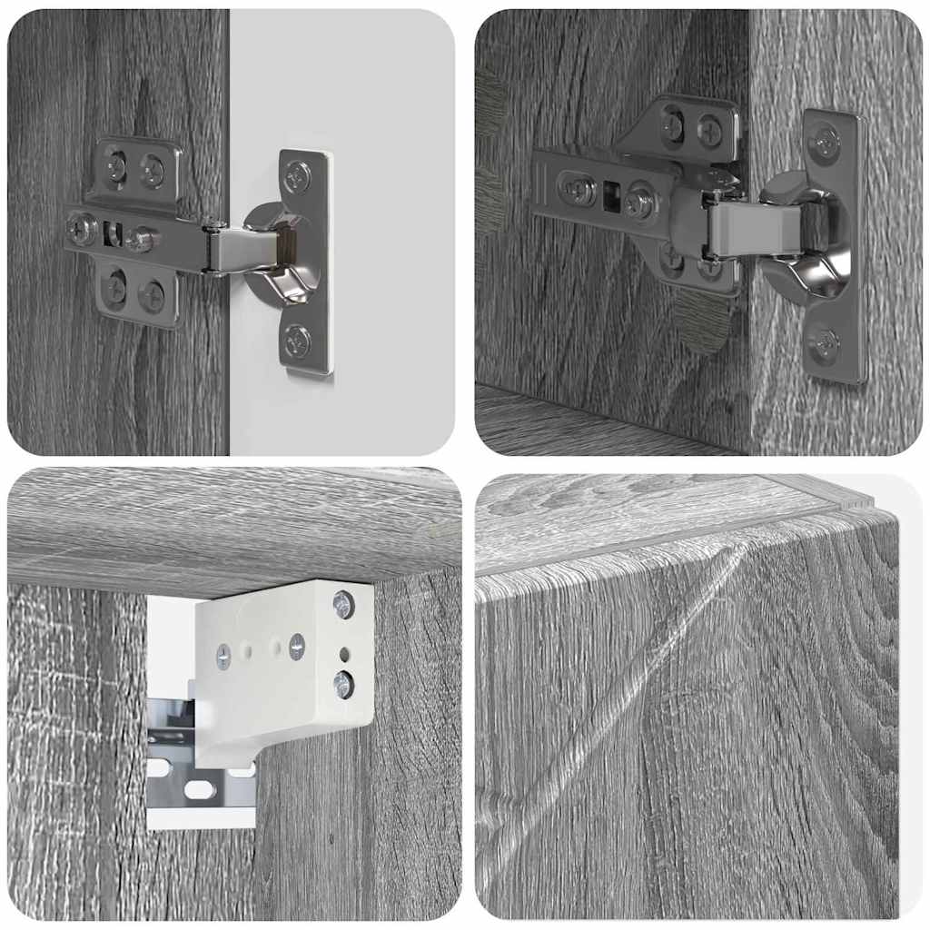 Juego de muebles de baño con cajón con puerta 4 pcs Gris Sonoma