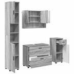 Juego de muebles de baño con cajón con puerta 4 pcs Gris Sonoma