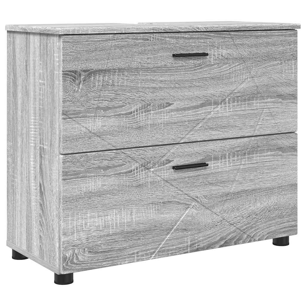 Juego de muebles de baño con cajón con puerta 4 pcs Gris Sonoma