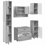 Juego de muebles de baño con cajón con puerta 5 pcs Gris Sonoma