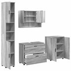 Juego de muebles de baño con cajón con puerta 4 pcs Gris Sonoma