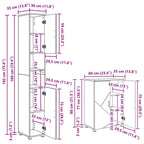 Juego de muebles de baño con cajón con puerta 4 pcs Gris Sonoma