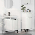 Juego de muebles de baño 2 pcs Madera engineered y metal