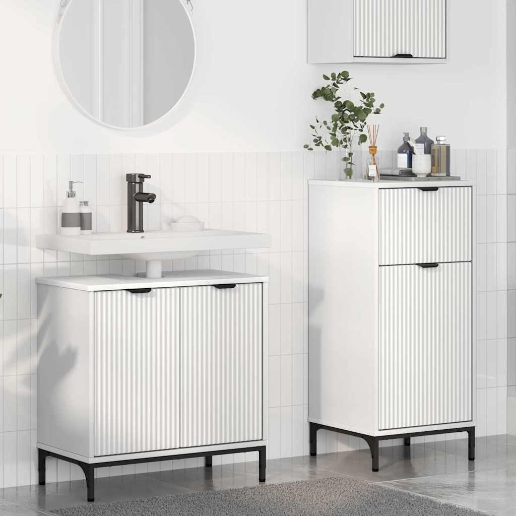Juego de muebles de baño 2 pcs Madera engineered y metal