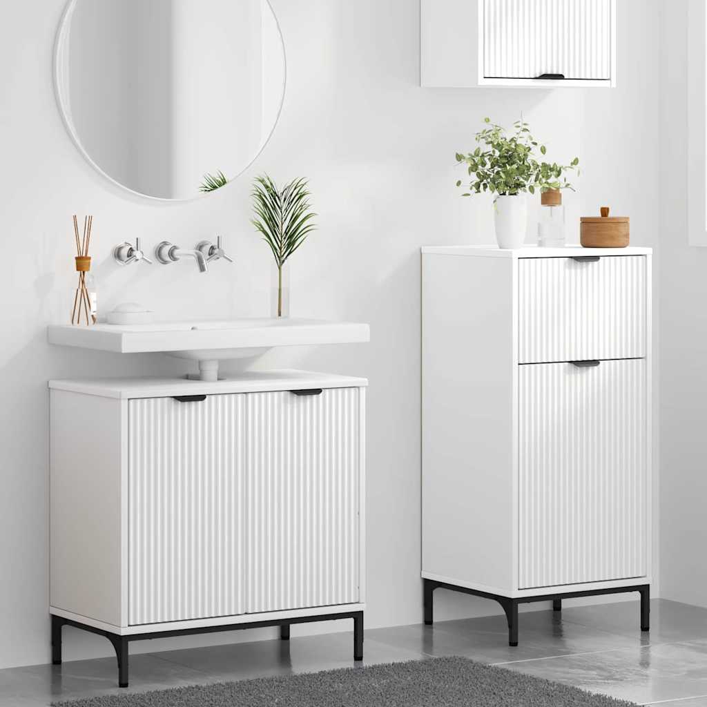 Juego de muebles de baño 2 pcs Madera engineered y metal