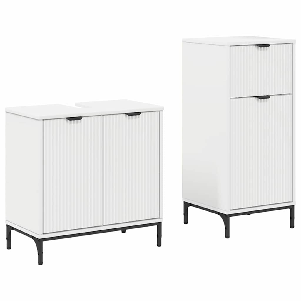 Juego de muebles de baño 2 pcs Madera engineered y metal