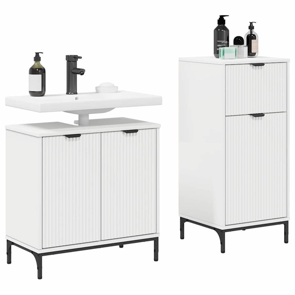 Juego de muebles de baño 2 pcs Madera engineered y metal