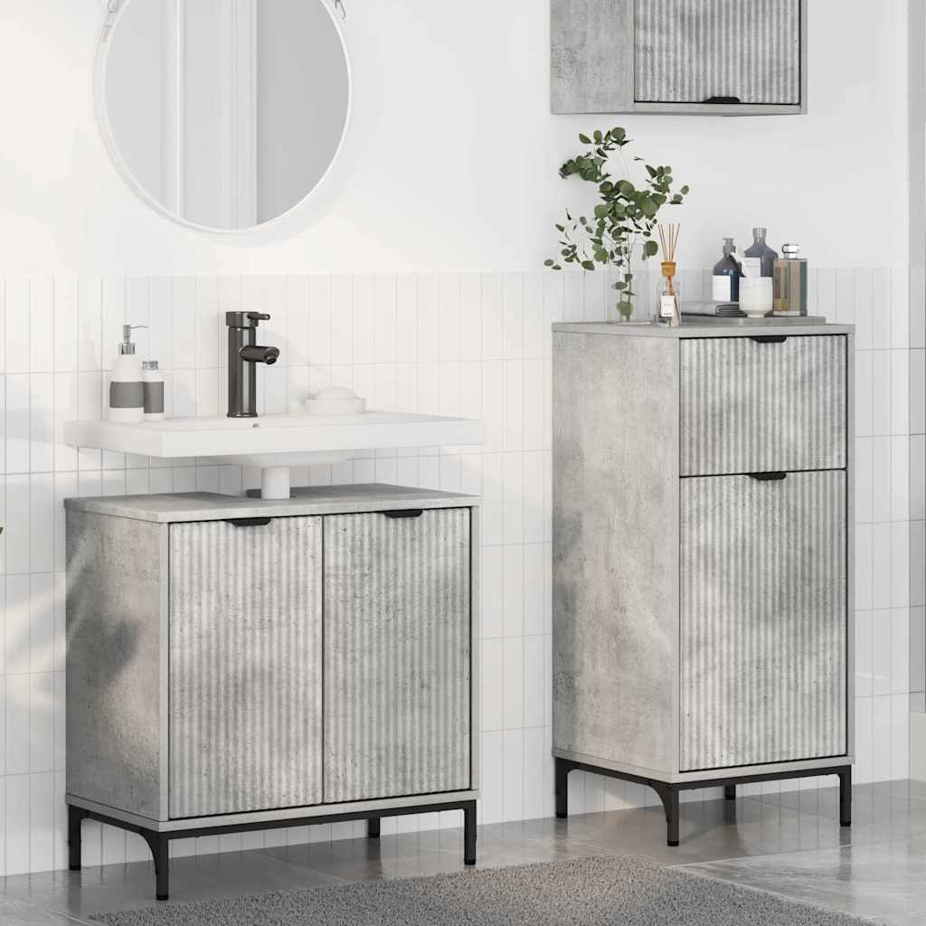 Juego de muebles de baño con cajón 2 pcs Gris Concreto
