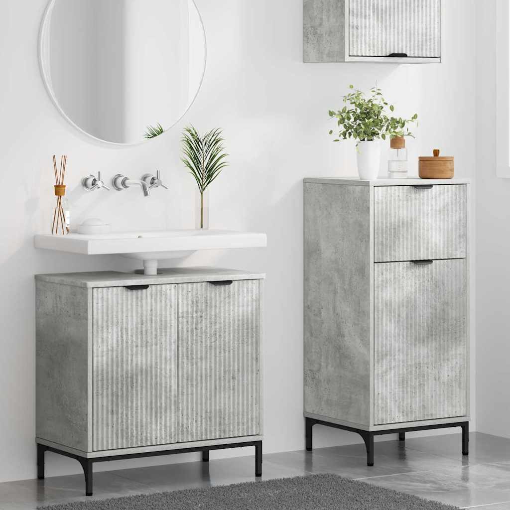Juego de muebles de baño con cajón 2 pcs Gris Concreto