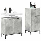 Juego de muebles de baño con cajón 2 pcs Gris Concreto