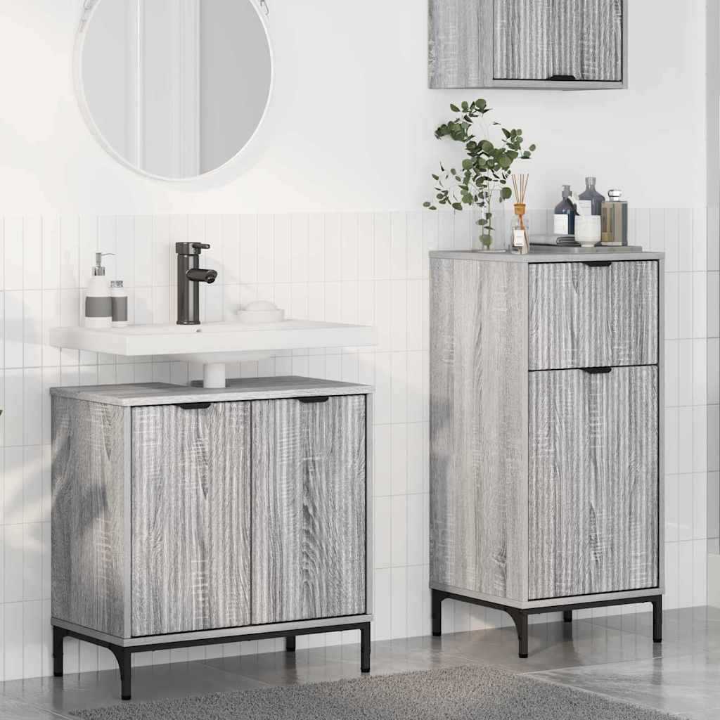 Juego de muebles de baño con cajón con puerta 2 pcs Gris Sonoma