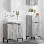 Juego de muebles de baño con cajón con puerta 2 pcs Gris Sonoma