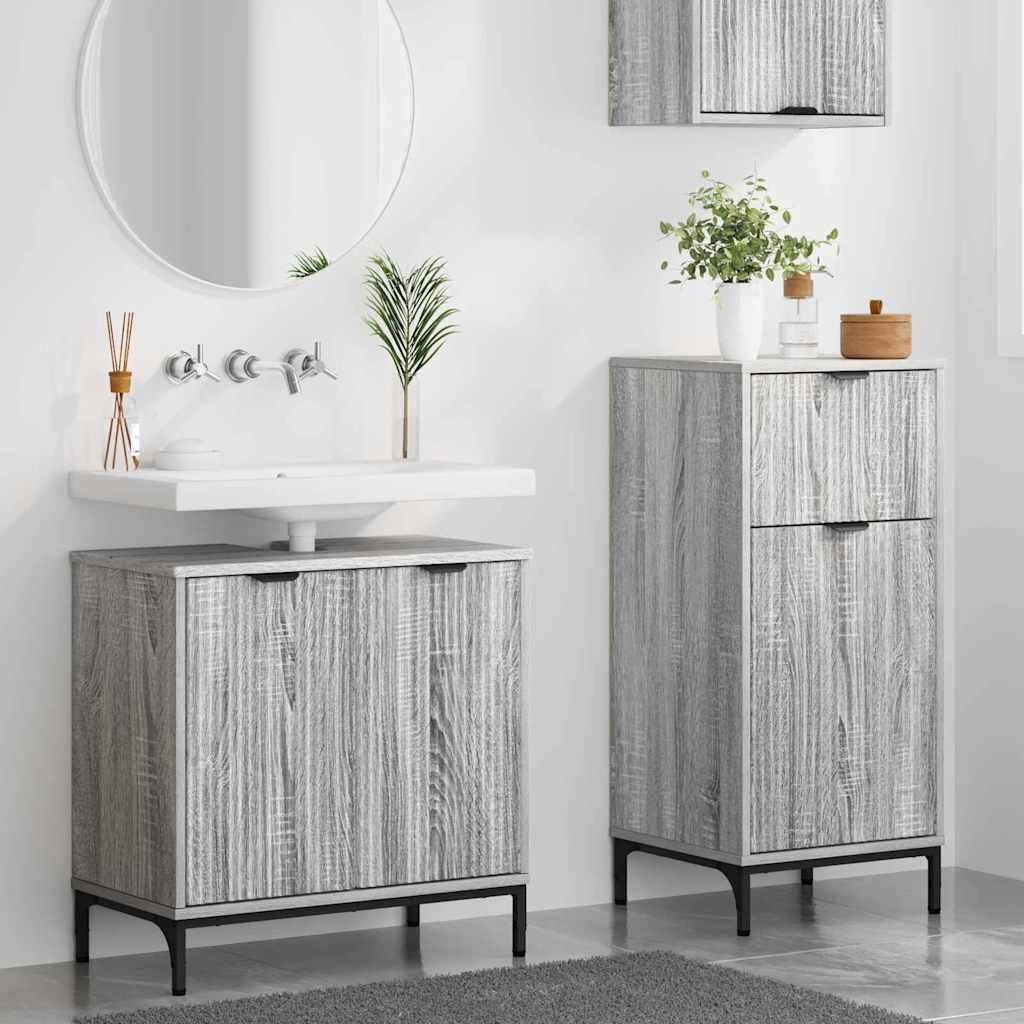 Juego de muebles de baño con cajón con puerta 2 pcs Gris Sonoma
