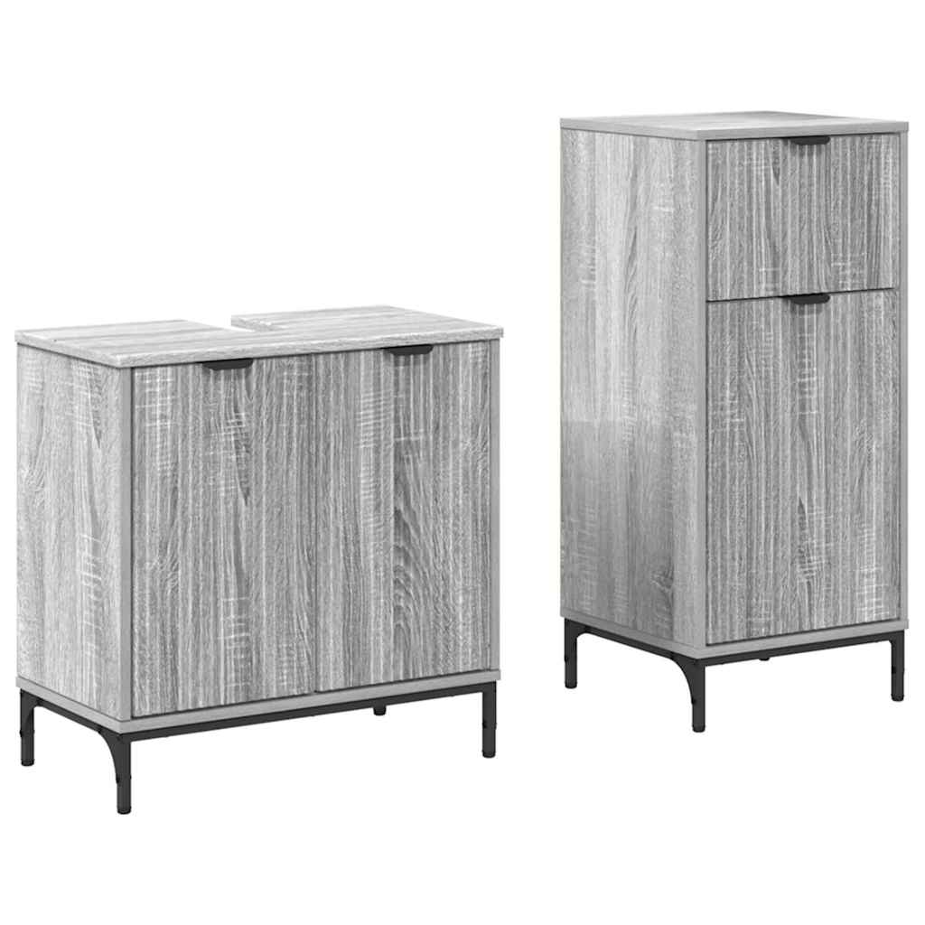 Juego de muebles de baño con cajón con puerta 2 pcs Gris Sonoma