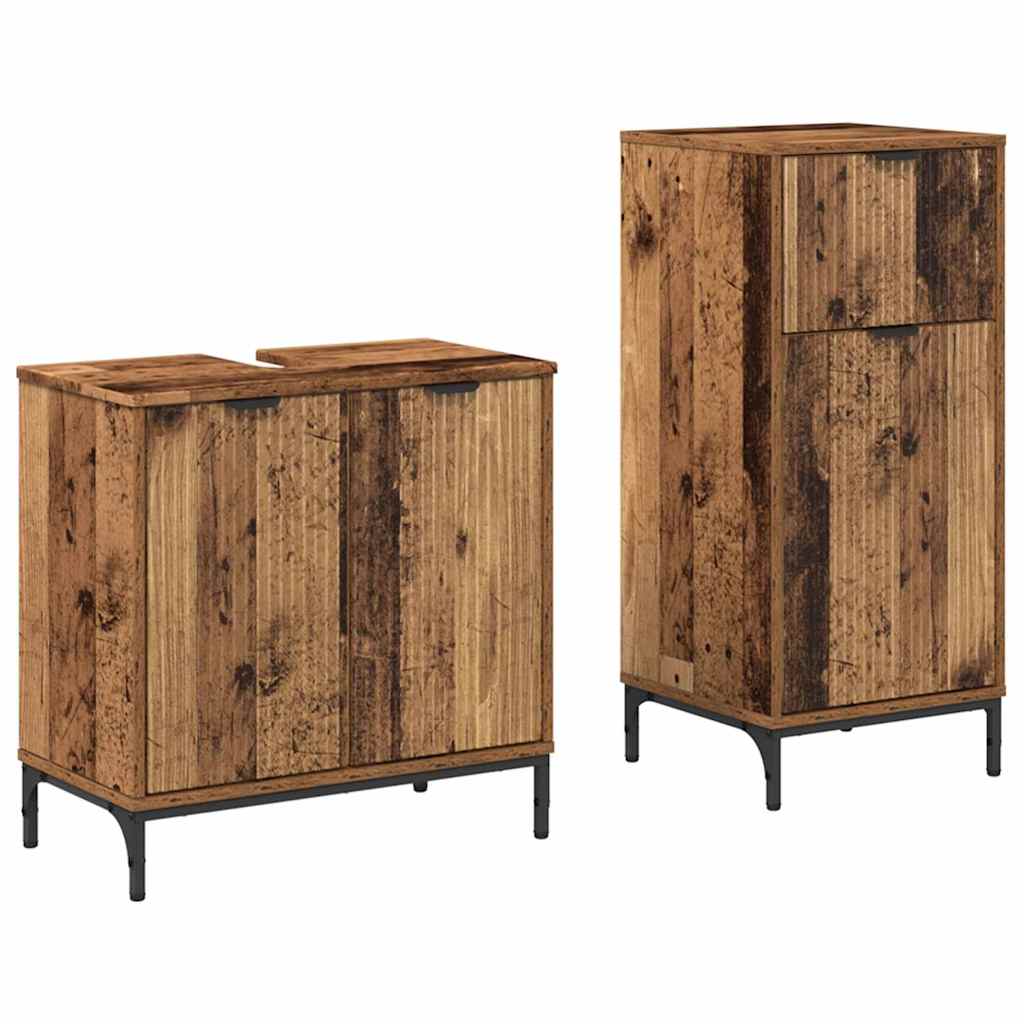 Juego de muebles de baño con cajón 2 pcs Madera Vieja