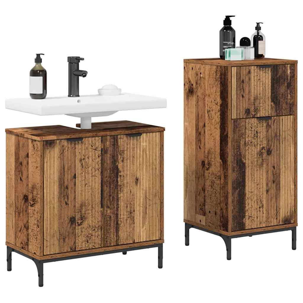 Juego de muebles de baño con cajón 2 pcs Madera Vieja