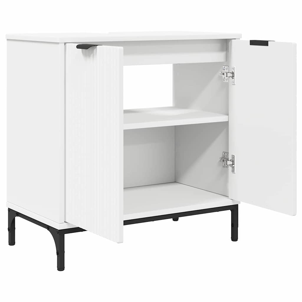 Juego de muebles de baño 3 pcs Madera engineered y metal