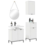 Juego de muebles de baño 3 pcs Madera engineered y metal