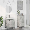 Juego de muebles de baño con cajón 3 pcs Gris hormigón
