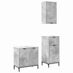 Juego de muebles de baño con cajón 3 pcs Gris hormigón