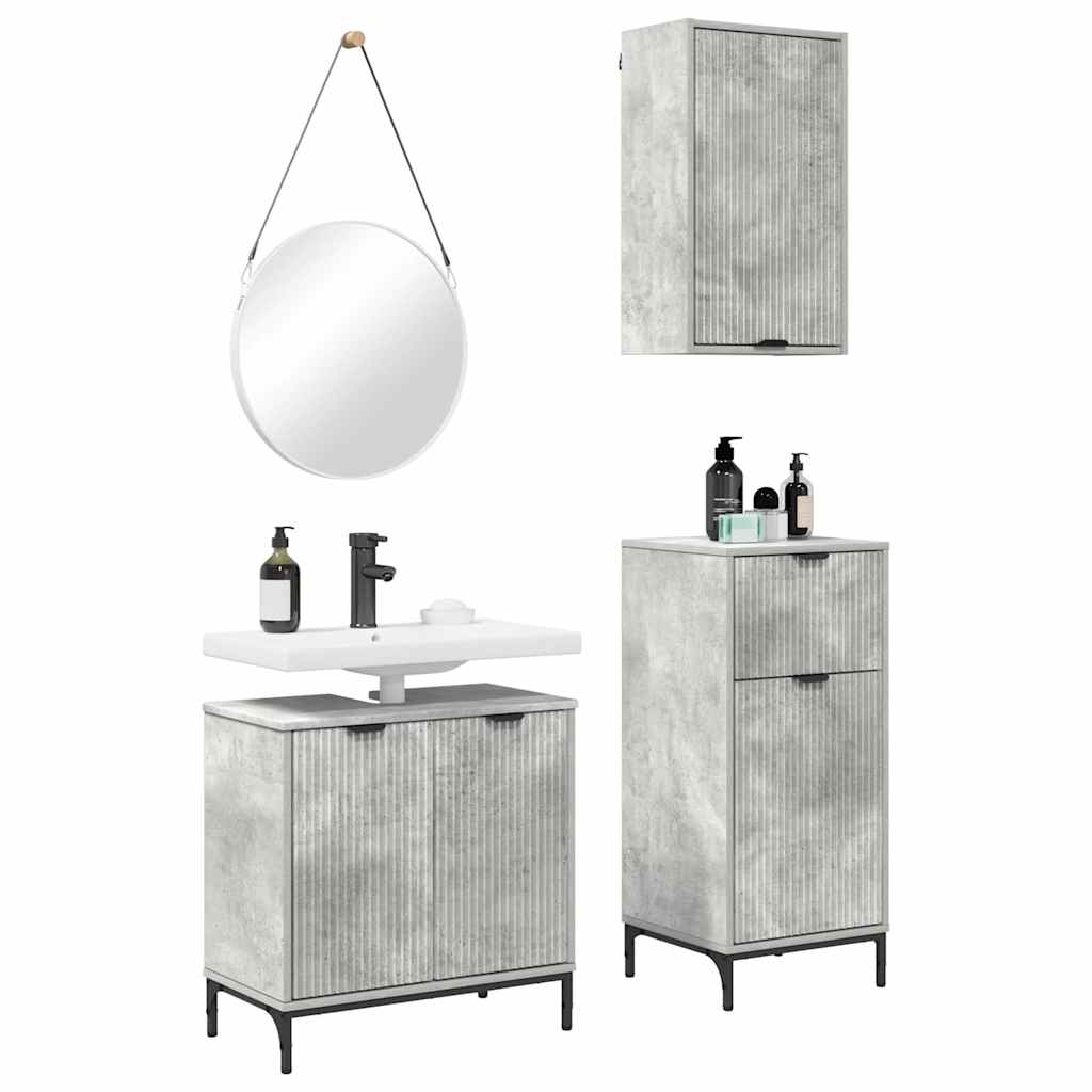 Juego de muebles de baño con cajón 3 pcs Gris hormigón