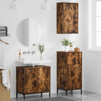 Juego de muebles de baño con cajón 3 pcs Roble ahumado