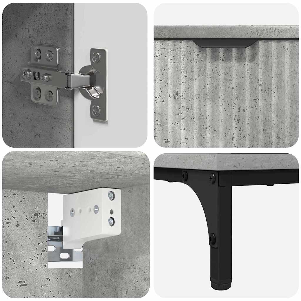Juego de muebles de baño Gris Concreto Madera Compuesta, Metal