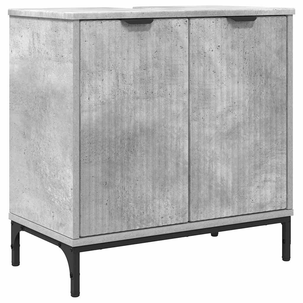 Juego de muebles de baño Gris Concreto Madera Compuesta, Metal