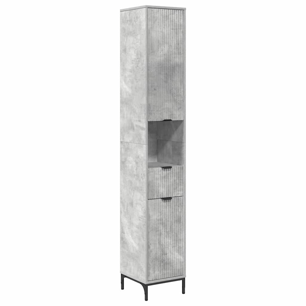 Juego de muebles de baño Gris Concreto Madera Compuesta, Metal