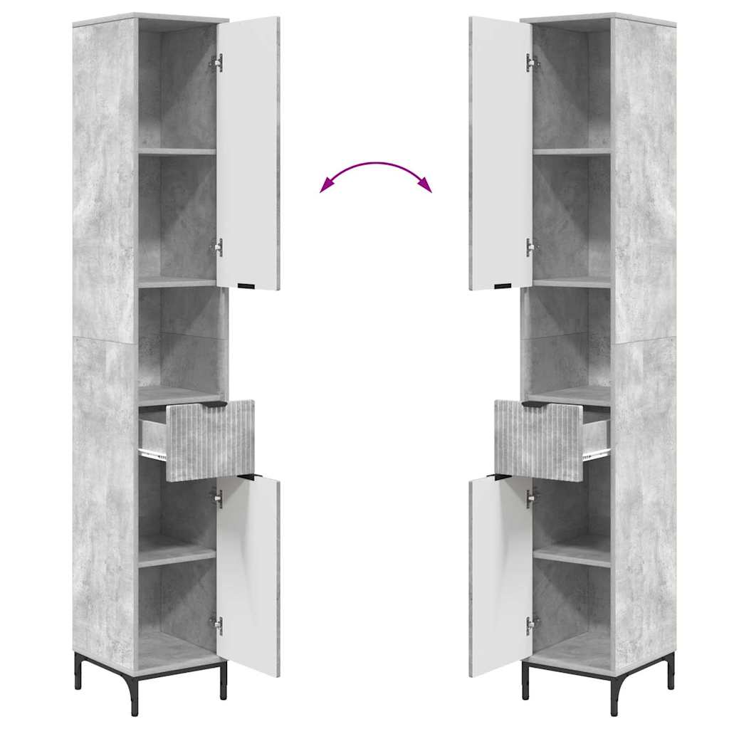 Juego de muebles de baño Gris Concreto Madera Compuesta, Metal