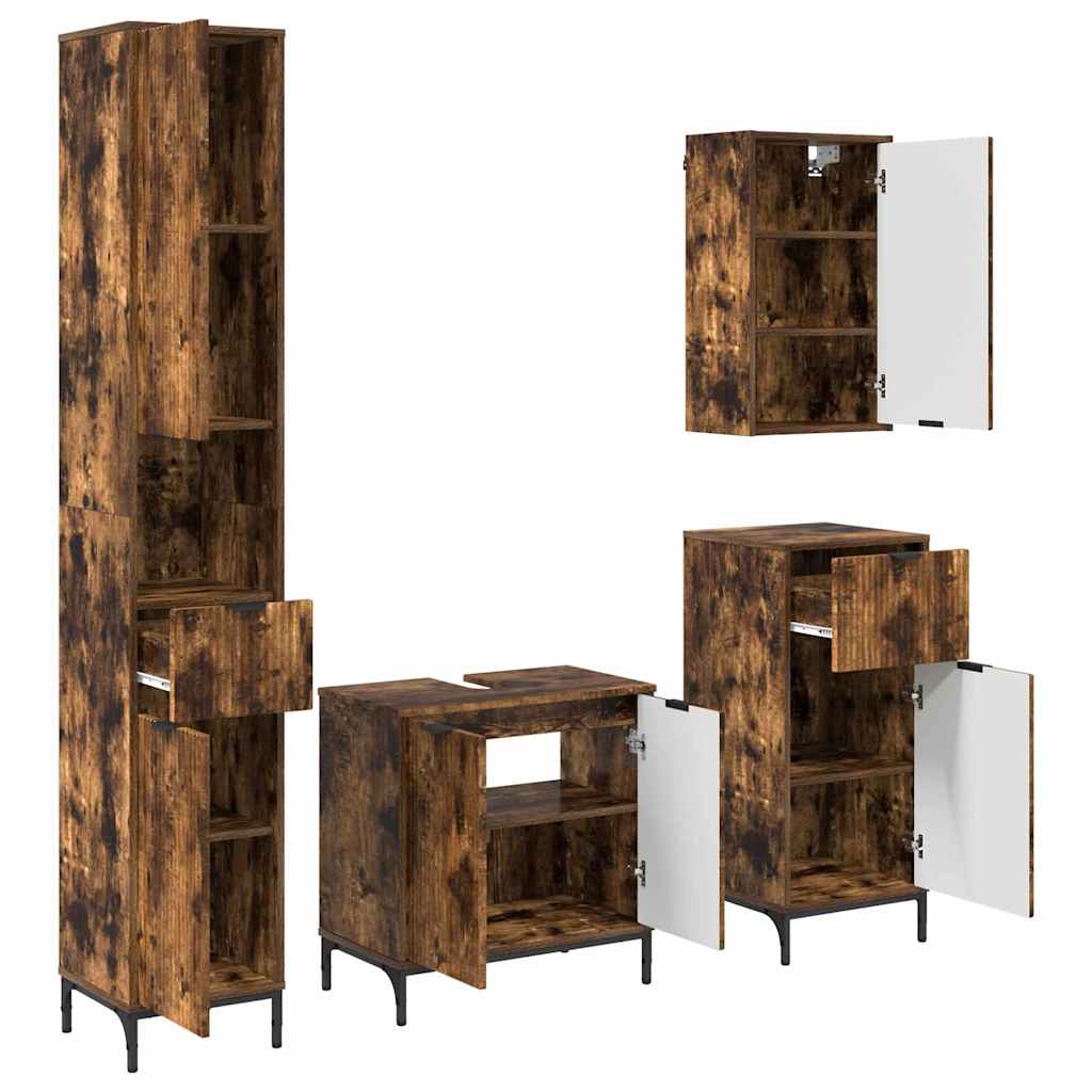 Juego de muebles de baño Roble ahumado Madera Compuesta, Metal