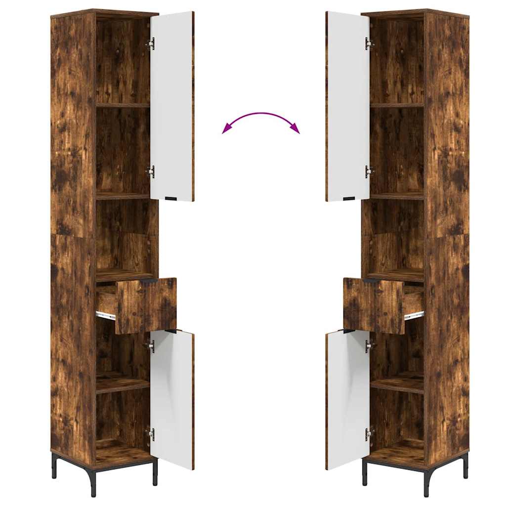 Juego de muebles de baño Roble ahumado Madera Compuesta, Metal