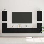Conjunto de mueble de TV 7 pcs Roble Negro Madera de ingeniería