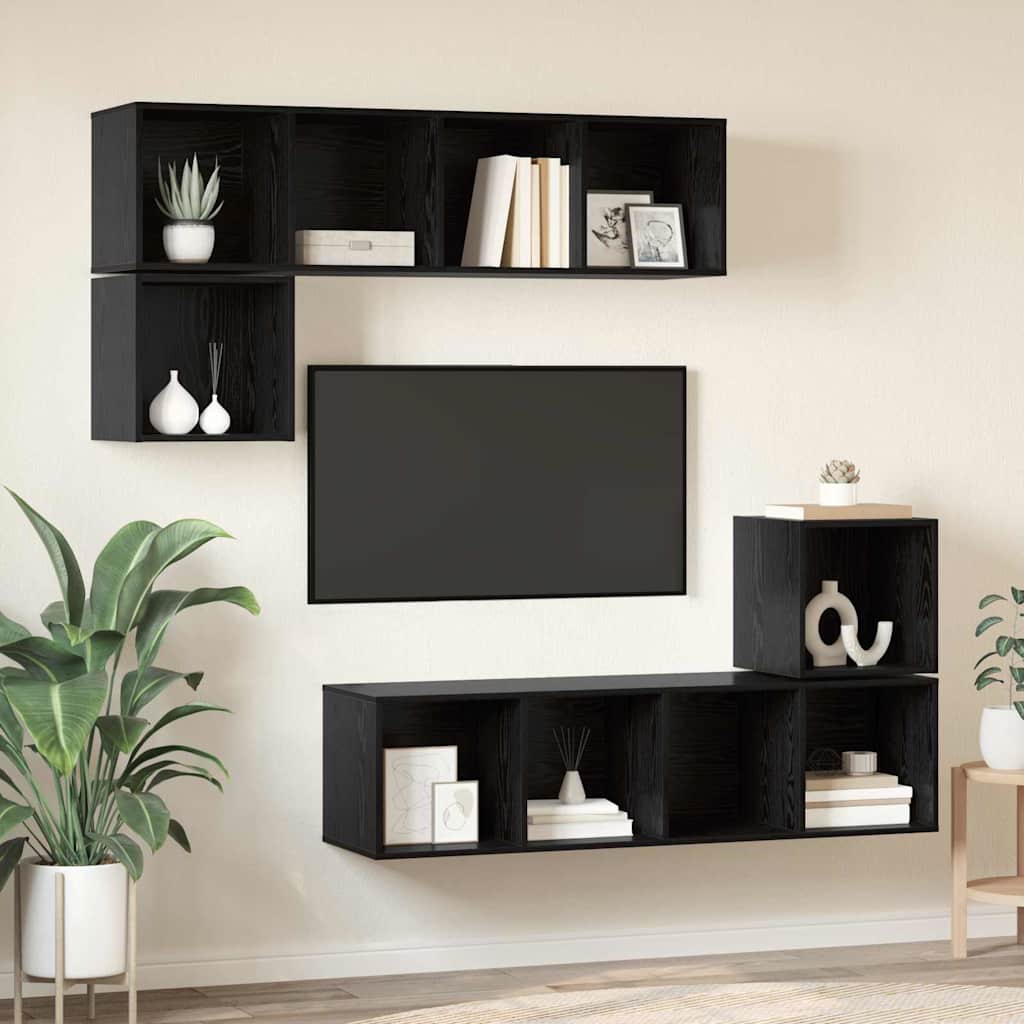 Conjunto de mueble de TV 4 pcs Madera Vieja 60 x 30 x 30 cm