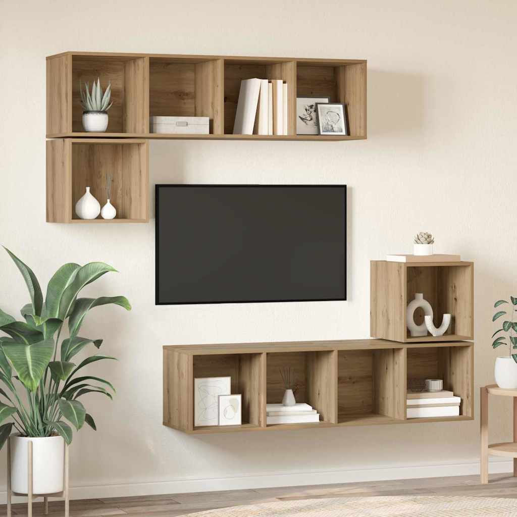 Conjunto de mueble de TV 4 pcs Madera Vieja 60 x 30 x 30 cm