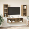 Conjunto de mueble de TV 3 pcs Roble artesanal
