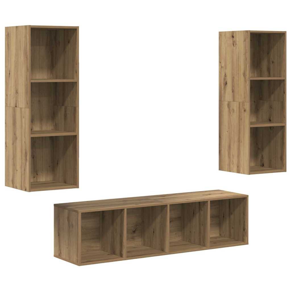 Conjunto de mueble de TV 3 pcs Roble artesanal