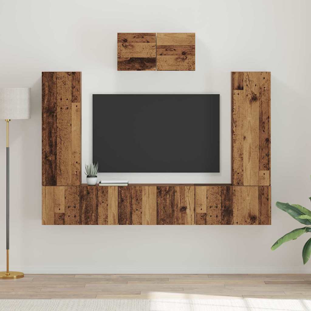 Conjunto de mueble de TV 2 pcs Madera envejecida