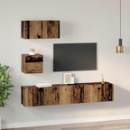 Conjunto de mueble de TV 3 pcs Madera envejecida