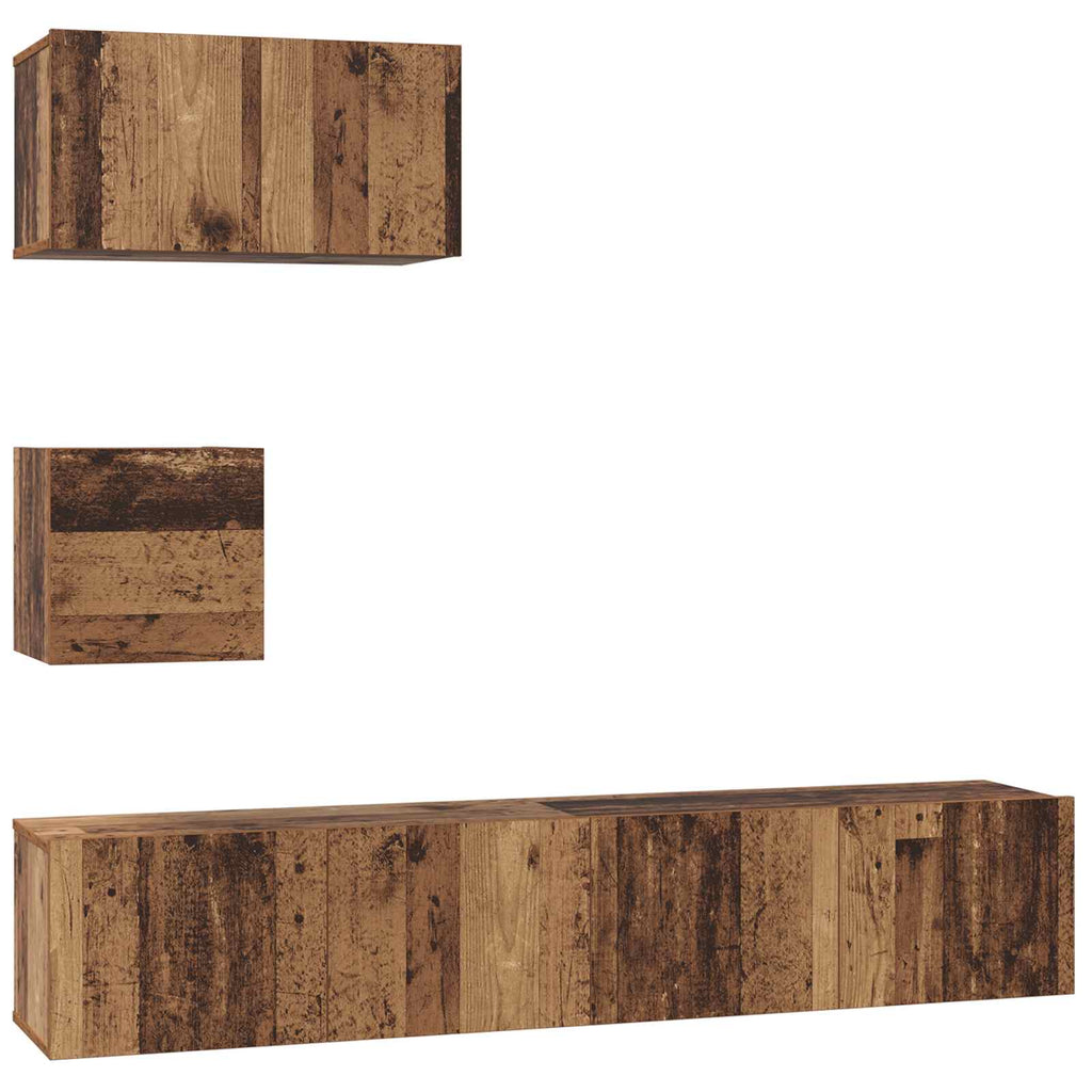 Conjunto de mueble de TV 3 pcs Madera envejecida