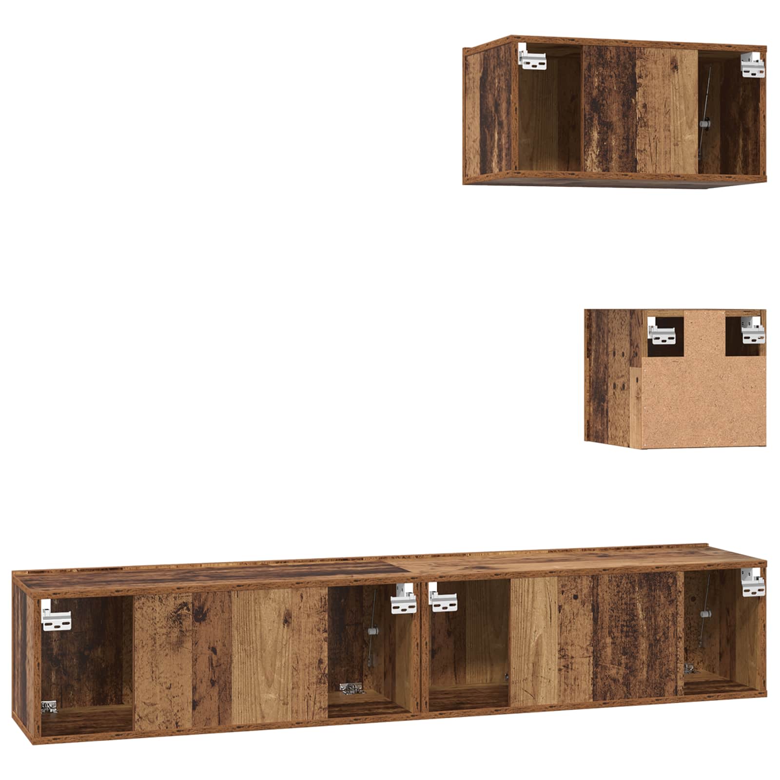 Conjunto de mueble de TV 3 pcs Madera envejecida