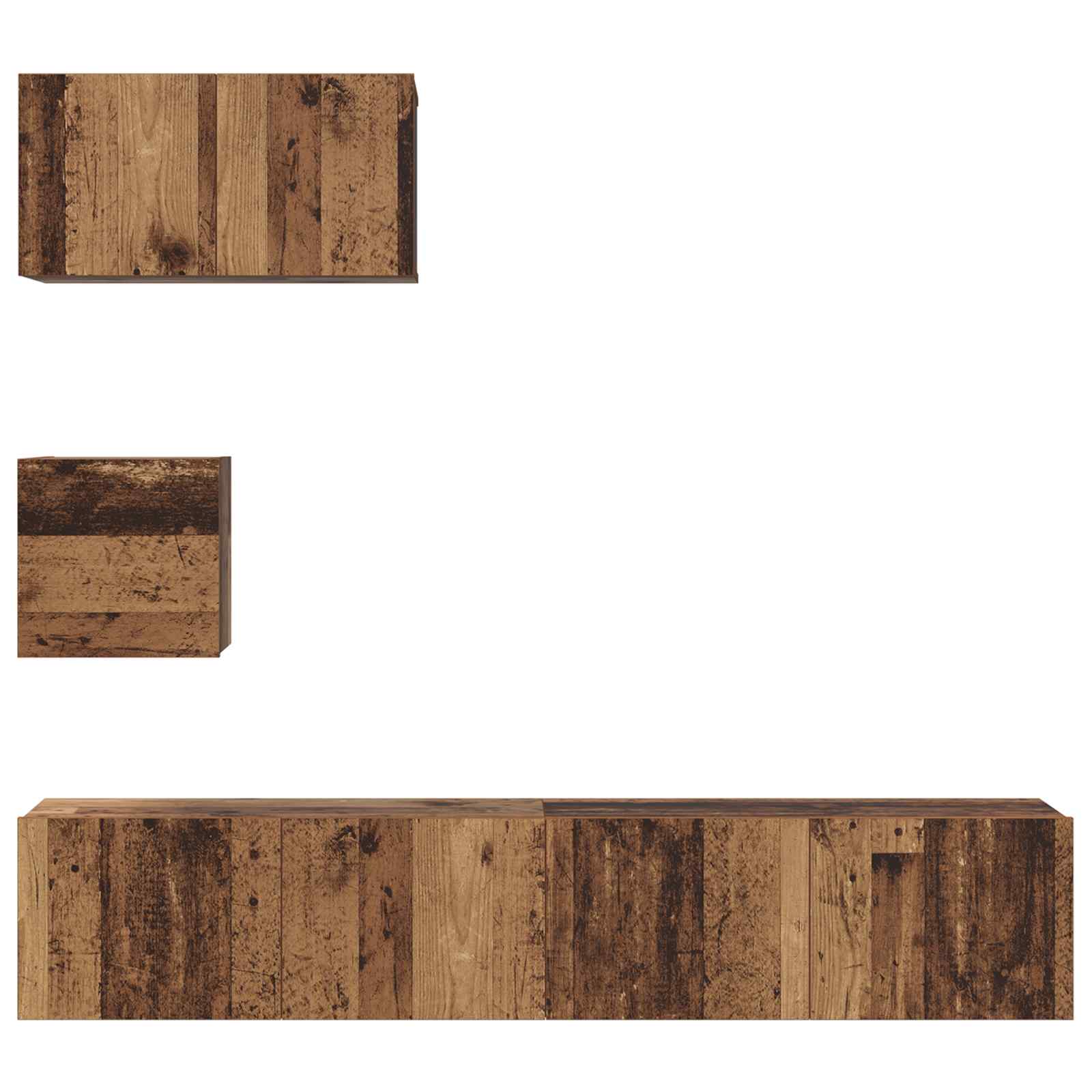Conjunto de mueble de TV 3 pcs Madera envejecida