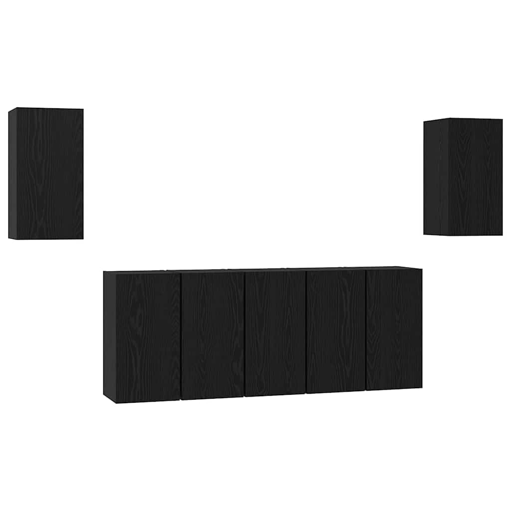 Conjunto de mueble de TV 7 pcs Roble Negro 30,5 x 30 x 60 cm