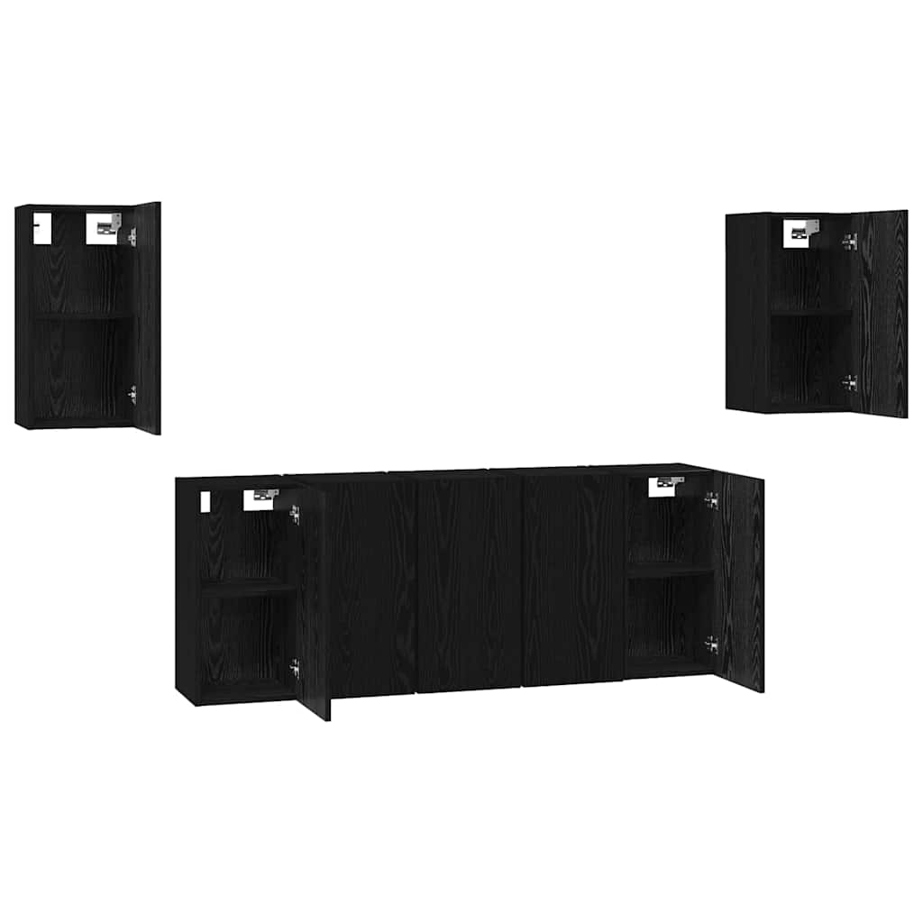 Conjunto de mueble de TV 7 pcs Roble Negro 30,5 x 30 x 60 cm