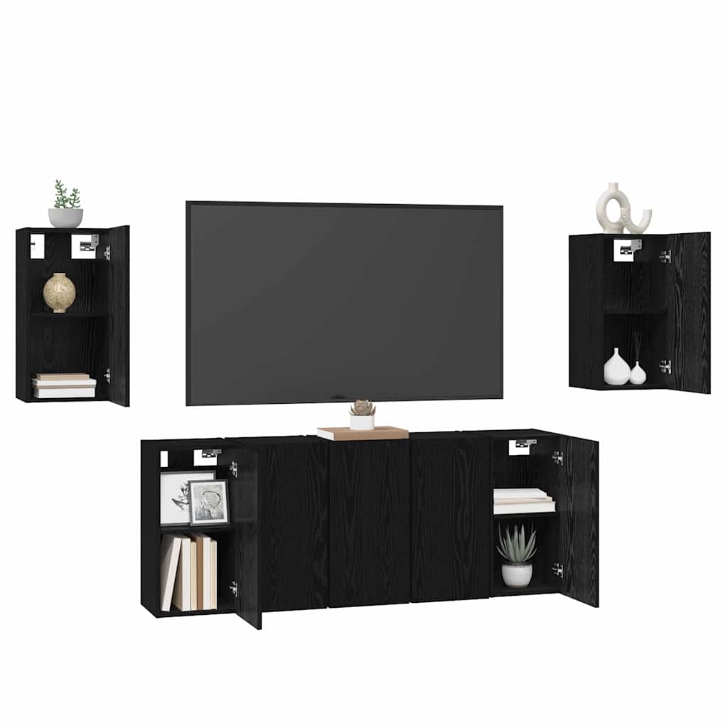 Conjunto de mueble de TV 7 pcs Roble Negro 30,5 x 30 x 60 cm