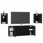 Conjunto de mueble de TV 7 pcs Roble Negro 30,5 x 30 x 60 cm