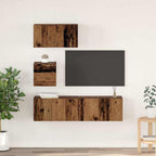 Conjunto de mueble de TV 4 pcs Madera envejecida